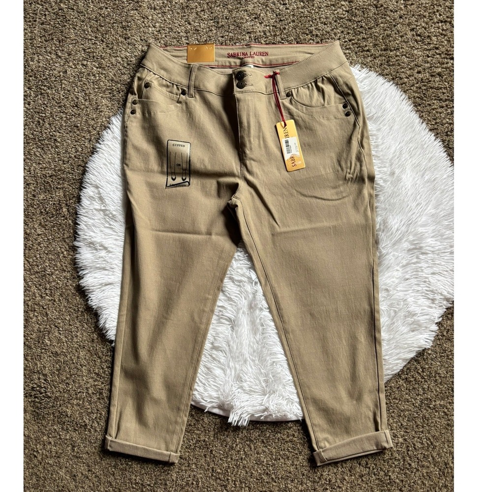 Sabrina Lauren Khaki Cropped Pants 16W NWT Ultra Soft Stretch HP7156CW